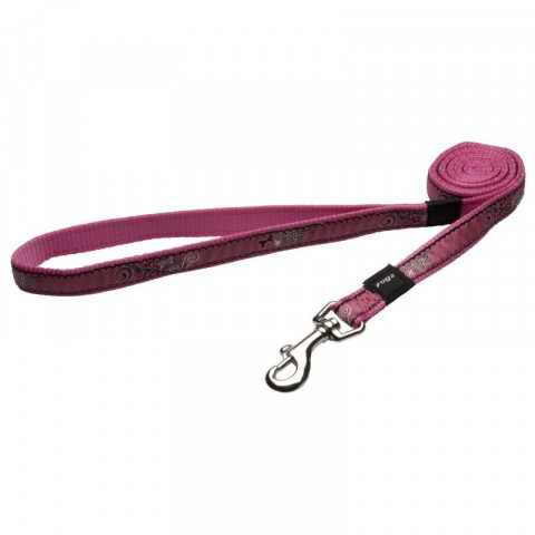Поводок для собак ROGZ Fancy Dress M-16мм 1,4 м (Кость на розовом)