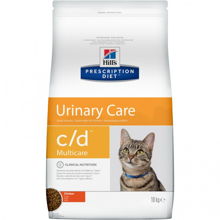 Hill's Prescription Diet c/d Multicare Urinary Care сухой диетический корм для кошек для поддержания здоровья мочевыводящих путей с курицей - 10 кг