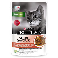 Влажный корм Pro Plan Cat Adult NutriSavour Sterilised для стерилизованных кошек с говядиной в соусе - 85 г