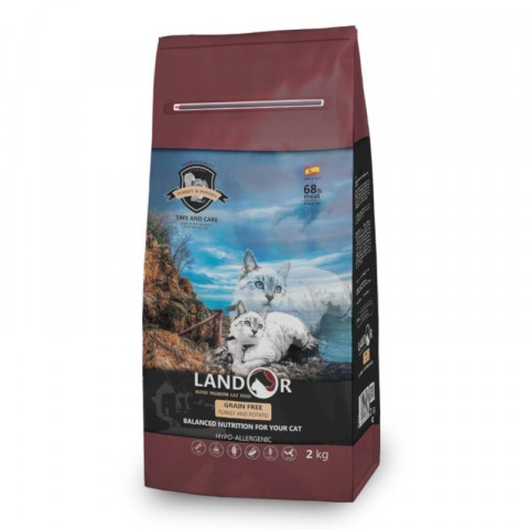 Landor Sensitive Cat сухой корм для кошек с индейкой и бататом - 2 кг