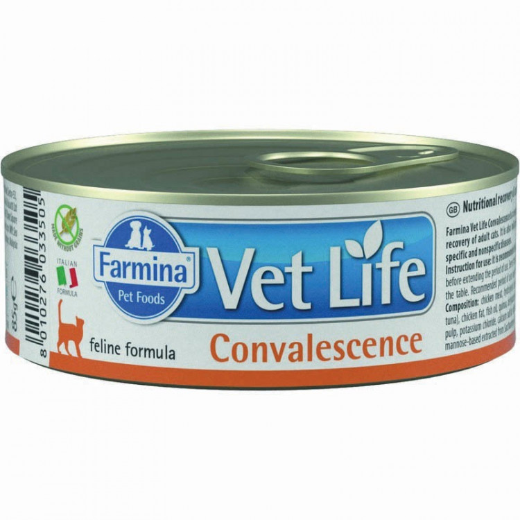 Влажный корм Farmina Vet Life Convalescence для взрослых кошек в восстановительный и послеоперационный период с курицей- 85 г