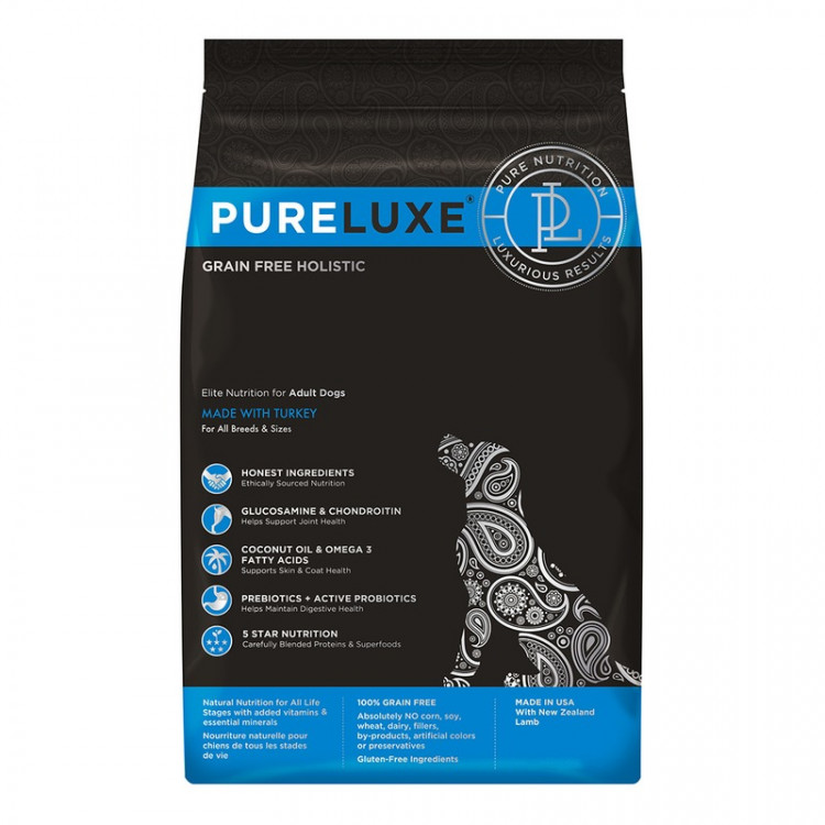 Сухой корм PureLuxe для взрослых собак с индейкой 10.89 кг