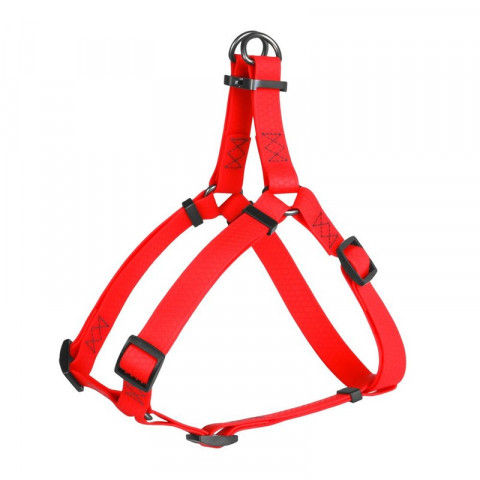 Waudog Waterproof шлея водостойкая, металическая фурнитура, красная, В=15 мм, L=40-55 см