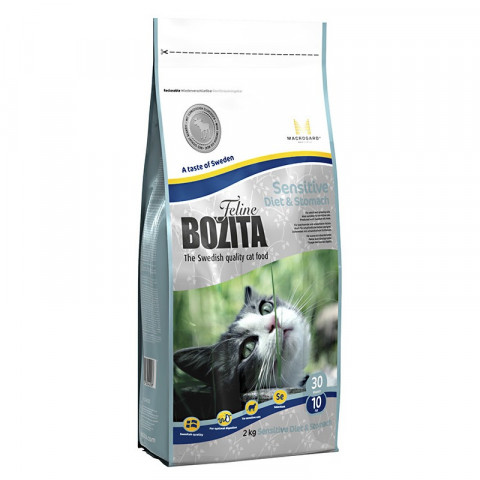Bozita Sensitive Diet & Stomach сухой корм для взрослых кошек с чувствительным пищеварением, избыточным весом и низким уровнем активности с курицей - 2 кг