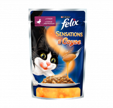 Паучи Felix Sensations для взрослых кошек с уткой и морковю в соусе - 85 г