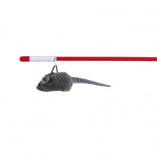 Trixie Удочка с мышкой для кошек с микрочипом на резинке, 47 см, пластик/мех 1 ш
