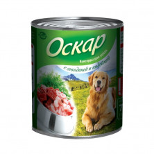 Оскар влажный корм для взрослых собак с говядиной и индейкой в консервах - 750 г
