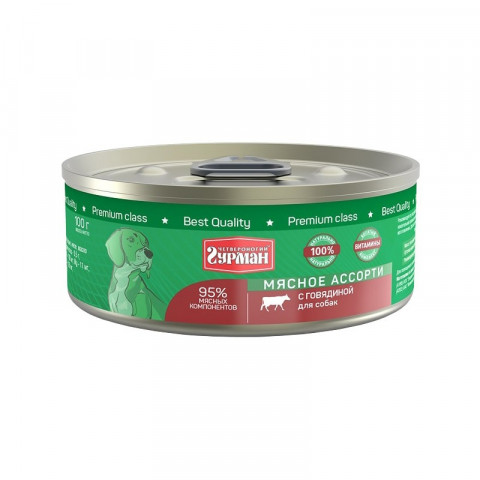 Четвероногий Гурман Мясное ассорти с говядиной для собак 100 г