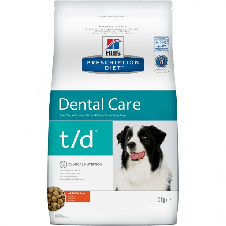 Hill's Prescription Diet t/d Dental Care корм для собак диета для поддержания здоровья ротовой полости с курицей 3 кг