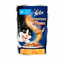 Паучи Felix Sensations для взрослых кошек с треской и томатом в соусе - 85 г