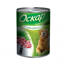 Оскар влажный корм для взрослых собак с кроликом в консервах - 350 г