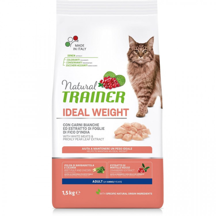 Сухой корм Trainer Natural Ideal Weight для взрослых кошек с избыточным весом с белым мясом - 1,5 кг