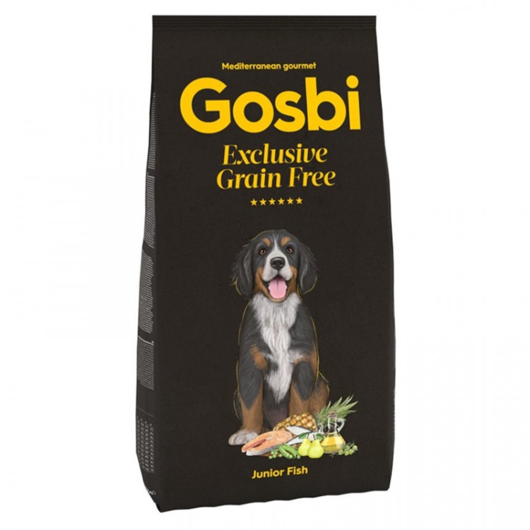 Сухой беззерновой корм Gosbi Exclusive для щенков средних и крупных пород с рыбой - 3 кг
