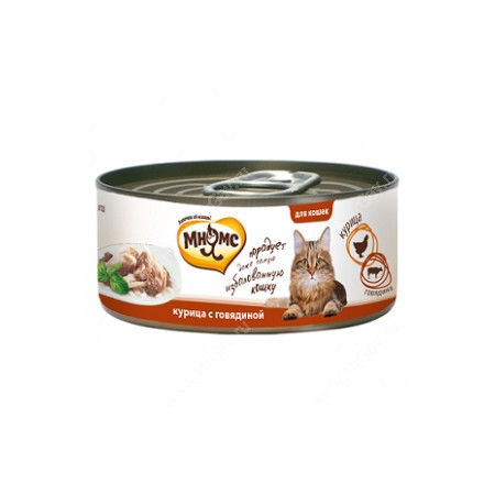 Мнямс консервы Курица с говядиной в нежном желе для кошек - 70 г