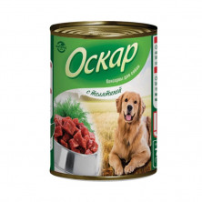 Оскар влажный корм для взрослых собак с телятиной в консервах - 350 г