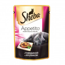 Sheba "Appetito" паучи в форме ломтиков говядины и кролика в желе для взрослых кошек - 85 г