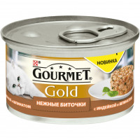 Консервы Gourmet Gold Нежные биточки для взрослых кошек с индейкой и шпинатом - 85 г