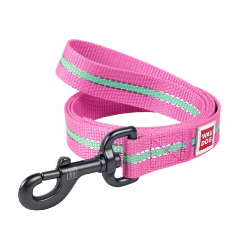 Поводок Waudog Nylon светонакопительный ширина 25 мм, длина 122 см розовый 1 ш