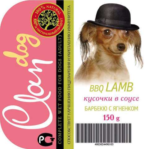 Clan Cl25 влажный корм для собак Деликатес Кусочки в соусе Барбекю с ягненком в консервах - 150 г