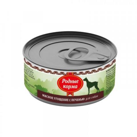 Родные корма Мясное угощение с Печенью консервы для собак 100 г
